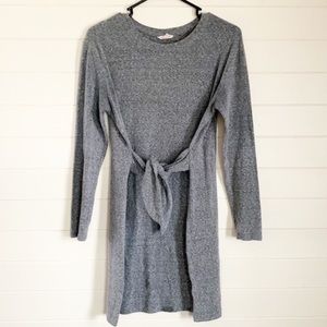 Club Monaco Grey Long Sleeve Shirt Dress Tie Front Size Small